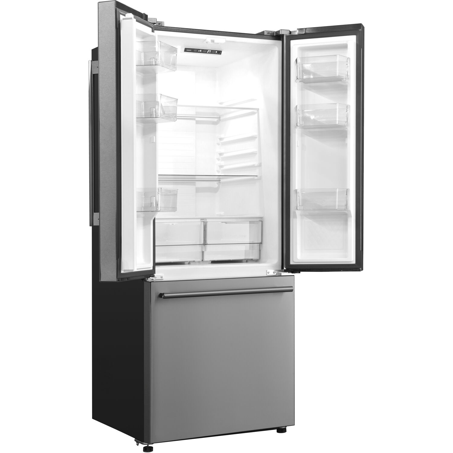 Galanz 16 Cu. ft. 3-Door French Door Refrigerator with Ice Maker, Stainless Steel, 28.35"W Condition, New - image 3 of 14