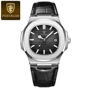 Poedagar luxury man wristwatch business stainless steel quartz men watch waterproof luminous date Square men's watches clock box