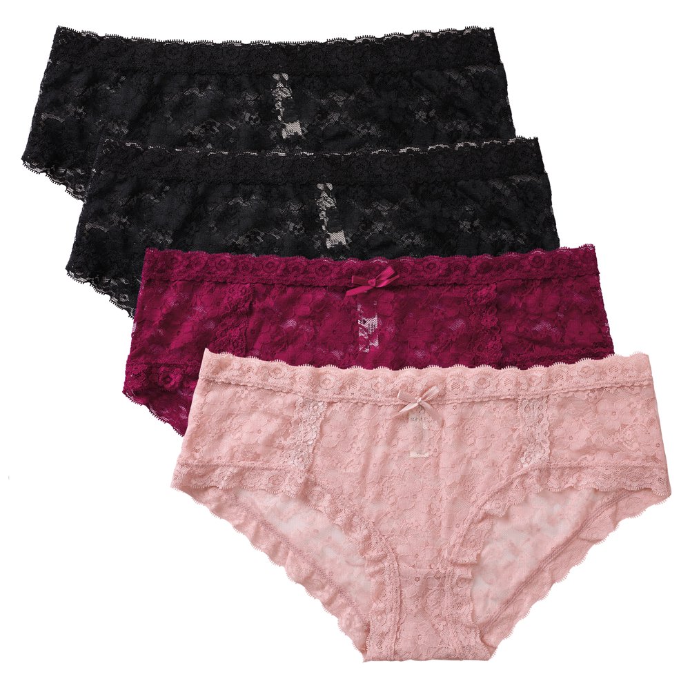 Charmo Charmo Women Plus Lace Hipster Panties Soft Underwear Briefs 4