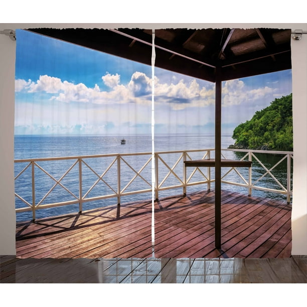 Modern Curtains 2 Panels Set, Balcony Porch Sea Ocean View in Trinidad