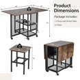 thumbnail image 4 of 3-Piece Foldable Dining Table Set, Drop Leaf Expandable Dining Table & 2 Stools Set w/Lockable Wheels & 2 Mesh Storage Shelves, Space-Saving Dining Room Kitchen Set for Small Place, 4 of 5