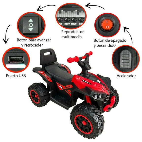 MONTABLE ELECTRICO CUATRIMOTO ROJO