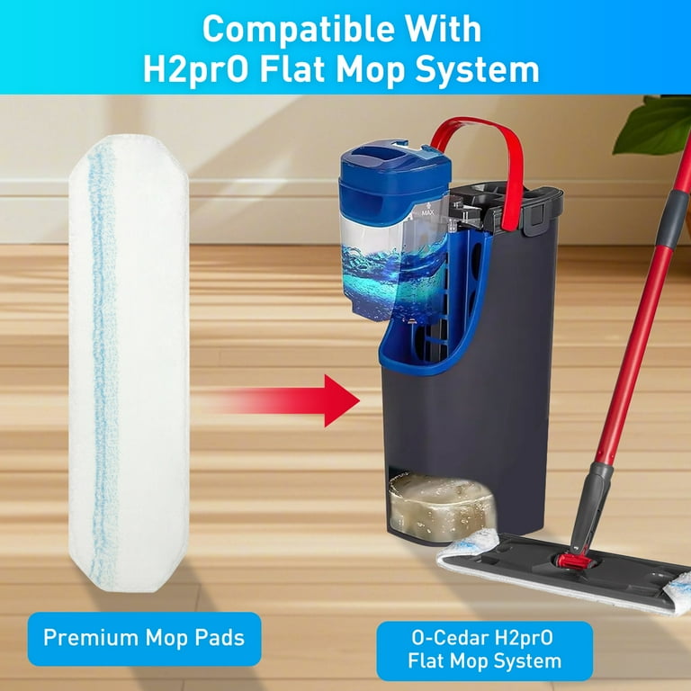 8 Pack Mop Refills Compatible with O-Cedar H2prO Flat Mop System