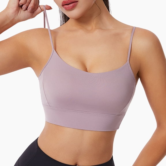 Gfyviroh Spaghetti Strap Bras for Women Wirefree Push Up High Impact Workout Bra Backless Seamless Yoga Sports Bras