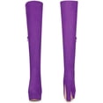 thumbnail image 4 of BLISSFUL STEP Women's Boots Platform Block Heel Over the Knee Thigh High Boots Purple 6.5, 4 of 5