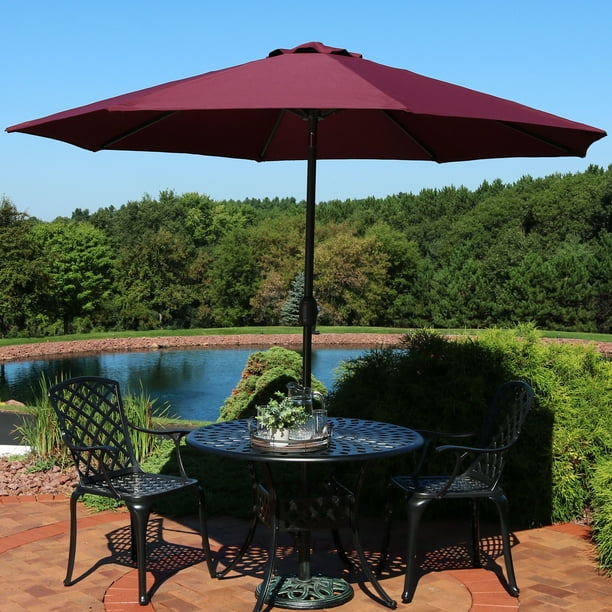 Sunnydaze 9Foot Patio Umbrella, Fade and Rust Resistant Auto Tilt