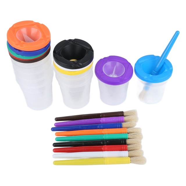 Vasos de pintura sin derrames recipientes de pintura de plástico fáciles de limpiar mano de obra exquisita con pinceles para niños en edad preescolar para clases de pintura ANGGREK Otros
