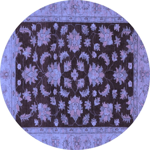 Ahgly Company Indoor Round Oriental Blue Traditional Area Rugs, 3' Round