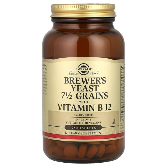 Solgar Brewer's Yeast, 7 1/2 Grains with Vitamin B12, 250 Tablets
