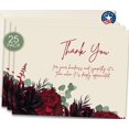 thumbnail image 1 of MPC Brands Blank Funeral Thank You Cards - Sympathy Bereavement Thank You Cards With Envelopes - Message Inside (25 Red Floral), 1 of 5