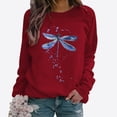 thumbnail image 2 of Penkiiy Blouses pour Femmes Hauts d'Automne Manches Longues Chandail Ample Chemise Décontractée Imprimé Poitrine Col Rond Chandails en Molleton Vin Vêtements Y2K, 2 of 8