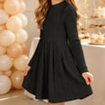 thumbnail image 4 of OGLCCG Girls Ribbed Knit Sweater Dress Crewneck Long Sleeve A-Line Dresses Fall Casual Flowy Swing Dress with Pockets(Black,11-12 Years), 4 of 7
