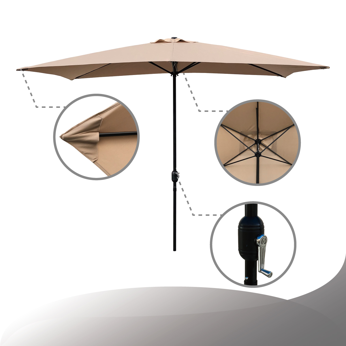 Maypex 10x6.5ft Rectangle Patio Umbrella with Crank - Tan