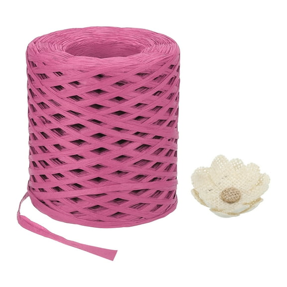 Uxcell Raffia Paper Craft Ribbon 200m/656ft Raffia Ribbon Raffia String Kraft Packing for Gift Wrapping, Crafting Supplies (Rose Red)