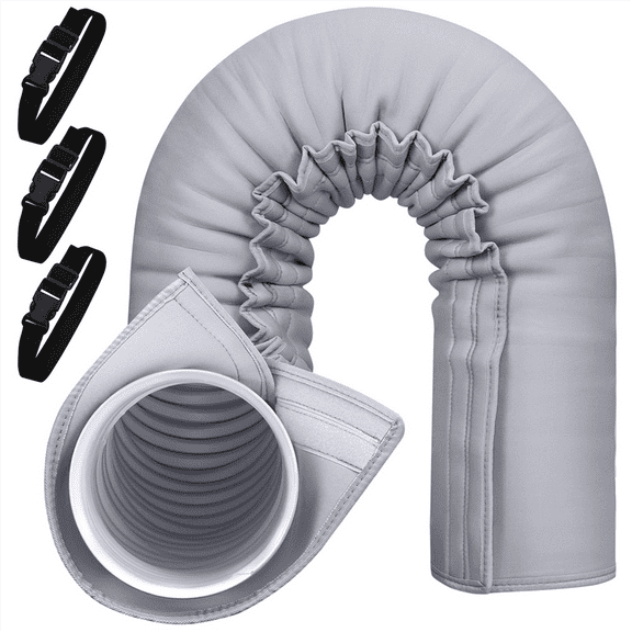 Portable AC Hose Insulation Sleeve,Portable Air Conditioner Hose Cover Wrap,Fits for 5in & 5.9in Diameter Exhaust Hose,1 x Protective Cover 3 x Strap,Grey