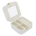 thumbnail image 4 of Estuche para joyas, pequeño organizador de joyas, expositor portátil para anillos y pendientes, color beige, 4 of 14