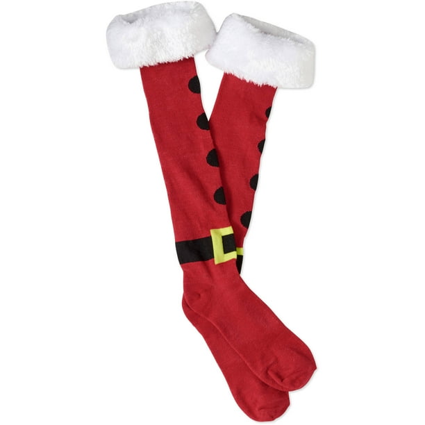 Christmas Knee High Sock with Faux Fur