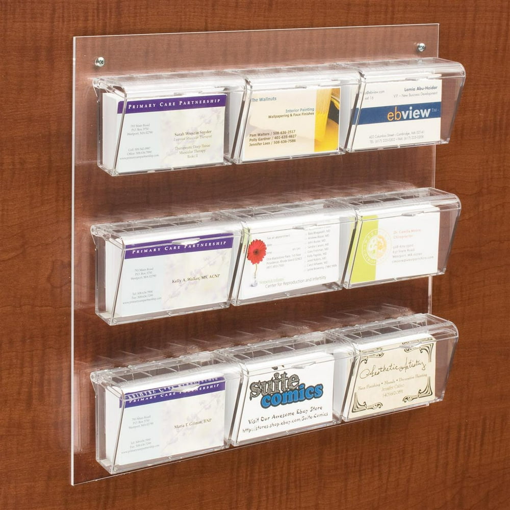 Business Cards Holder 133/8"w x 121/4"h x 2"d Clear Acrylic Constructed Calling Card Dispenser