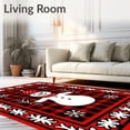 thumbnail image 2 of ODIKA 5'x7' Machine Washable Non-Slip Area Rug, Snowman Plaid Patchwork Holiday with Nordic Motifs High Traffic Rug, Red, 638350, 2 of 7