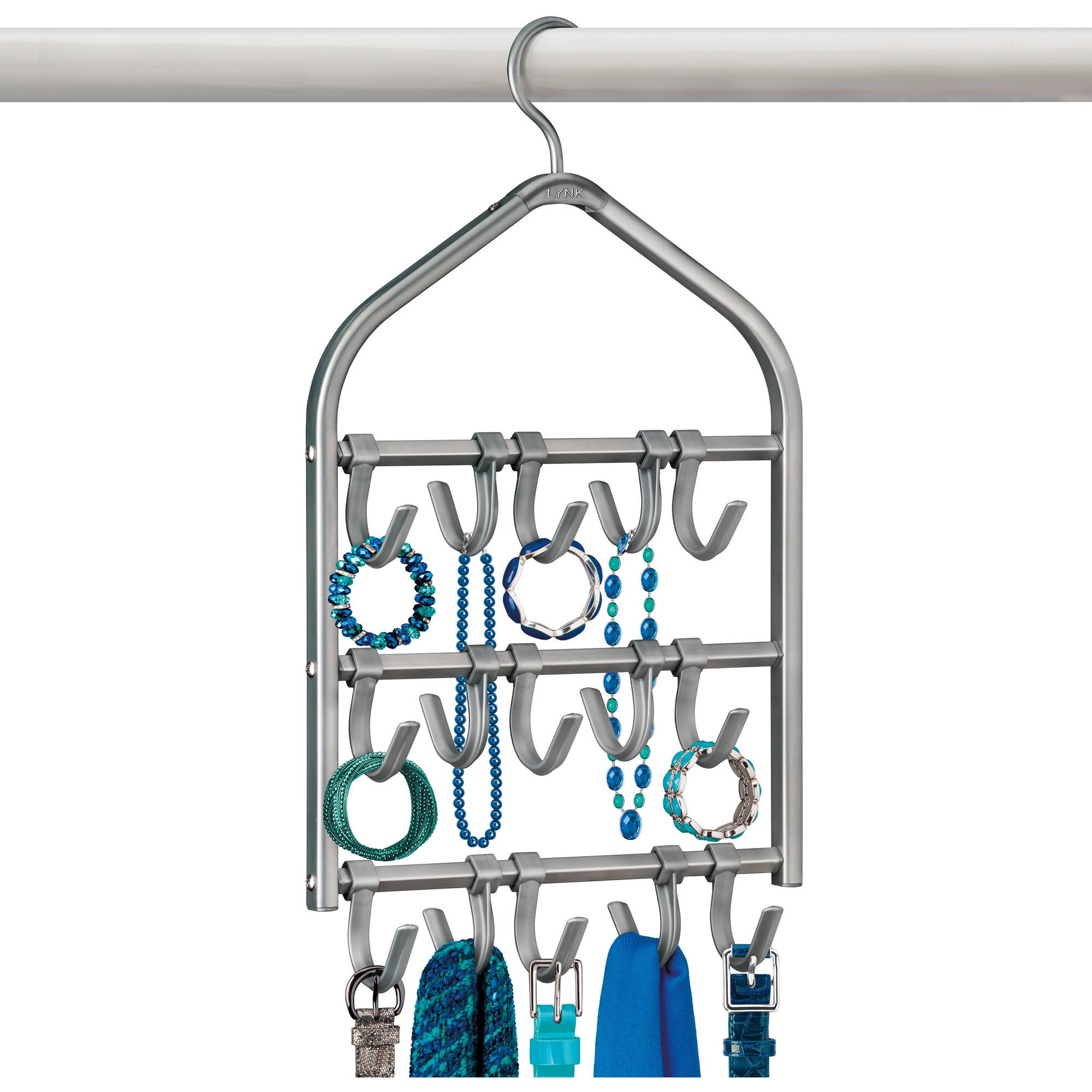 Lynk® Double Sided 15 Hook Rack Shirt, Belt, Hat, Coat, Towel