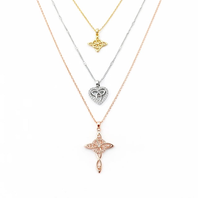 MOON & SELF Set Joyería Trinidad Sagrada Triple Baño Oro 18k Tricolor