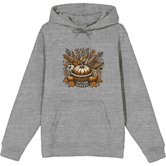 Autumn Harvest Adult Heather Gray Long Sleeve Hoodie-Large