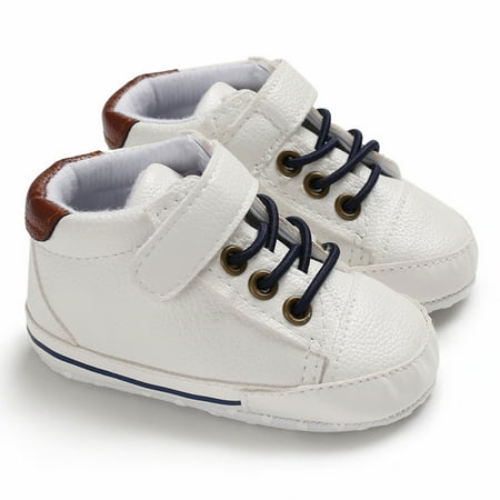 

Baby Boys Casual Lightweight Ankle Sneakers Non-slip High-Top Lace-up Soft Sole Shoes