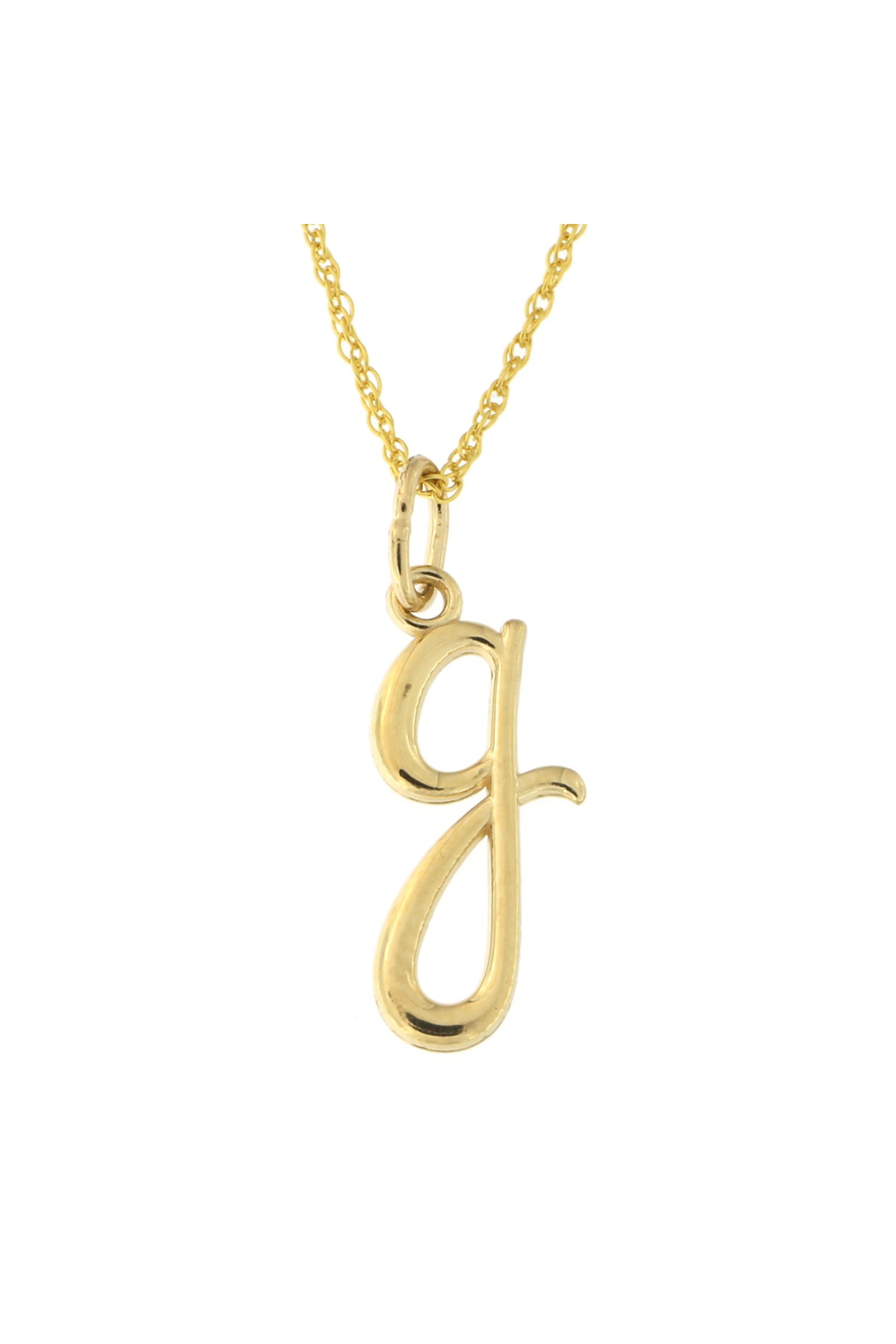 Beauniq 14k Yellow Gold Lowercase Cursive Initial Pendant Necklace, G, 13