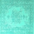thumbnail image 1 of Ahgly Company Indoor Square Oriental Turquoise Blue Industrial Area Rugs, 4' Square, 1 of 4