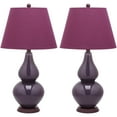 thumbnail image 2 of SAFAVIEH Cybil 26 in. Purple Glass Table Lamp with Purple Cotton Shade, Set of 2, 2 of 5