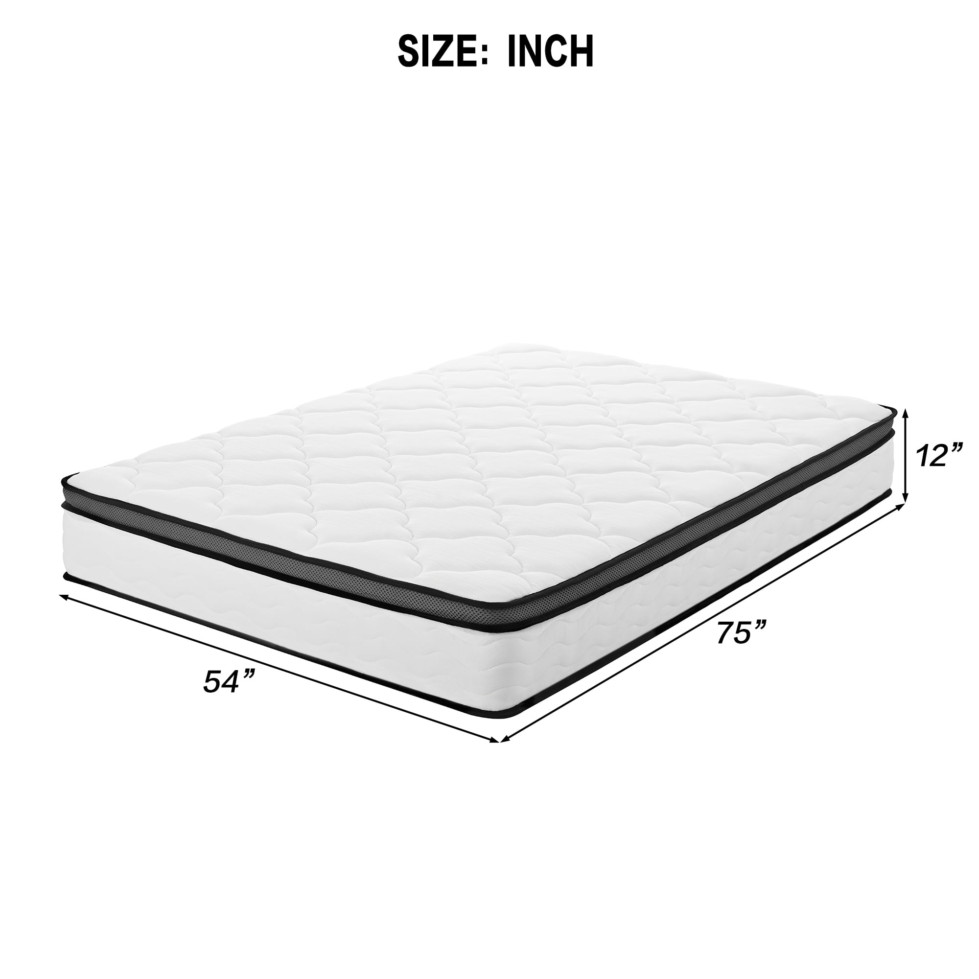 Full Mattress, 12" Memory Foam Mattress in a Box, Pocket Spring Mattress with Cooler Sleep and Pressure Relief, 54"*75"