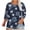 Navy-Shirts, variant on Jsaierl 3/4 Sleeve Tops for Women Plus Size Crew Neck Shirts Dressy Print Ladies Blouses Flowy Cotton Tunic Top L-5XL