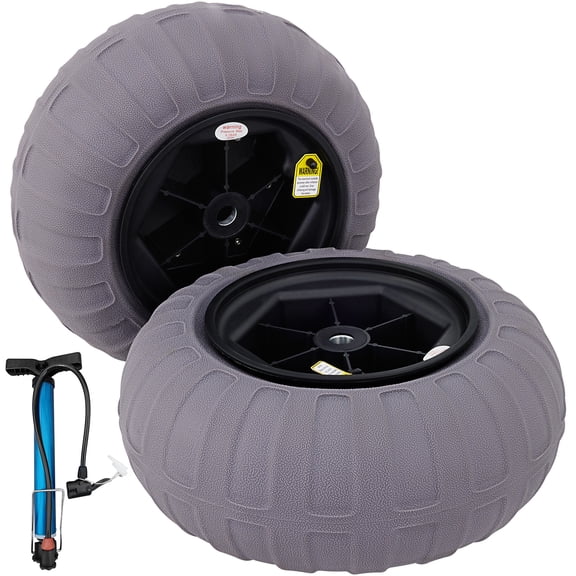 VEVOR Beach Balloon Wheels, 15.7" Replacement Sand Tires, TPU Cart Tires for Kayak Dolly, Canoe Cart and Buggy with Free Air Pump, 2-Pack
