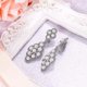 thumbnail image 3 of Crday Wedding Bridal Clip On Earrings For Women Rhombus Crystal Simulated Pearl Hollow Gift, 3 of 4