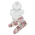 thumbnail image 2 of Bilo Store Infant Baby Girl Floral Pattern Long Sleeve Hoodie and Pants 3 pcs Cotton Outfit (70/3-6 Months,White+Headband), 2 of 2