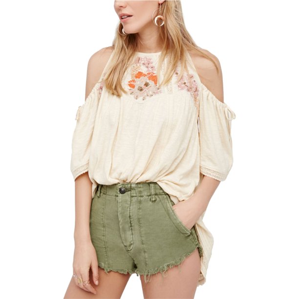 Free People Womens Cutoff Casual Walking Shorts, Verde, 12