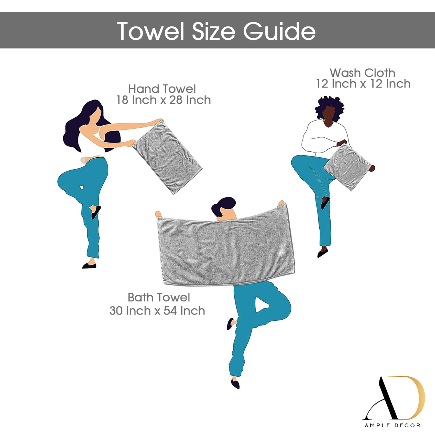 Ample Decor Bathroom Towel Set of 6 600 GSM - 2 Hand Towel,2 Bath Towel,2 Wash Cloths - Purple