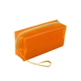thumbnail image 1 of HEVIRGO Clear Solid Color Large Capacity Pencil Case Storage Bag Stationery Orange, 1 of 8