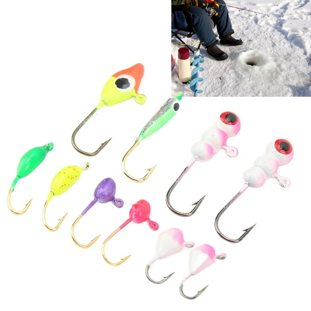 Anzuelos Para Pesca En Hielo, Conjunto Con Cabeza De Metal De Color, Equipo De Pesca En Hielo De Acero Con Alto Contenido De Carbono Para Exteriores