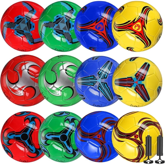 12 Pack Size 4 Soccer Ball Bulk with Pump