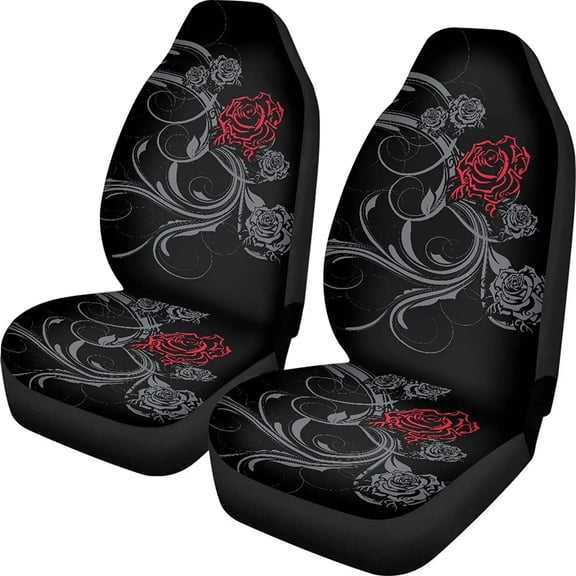 Pink Seat Cover for Car for Women Rose Butterfly Car Accessories Protectors Car Decor Fit for Most Cars SUVs Trucks Vans 2pcs