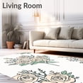 thumbnail image 2 of ODIKA 8x10 Machine Washable Non-Slip Area Rug, Simple Cottage Rose Spray with Minimalist Floral Arrangement High Traffic Rug, Beige, 544708, 2 of 7