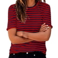 thumbnail image 3 of CONZONE Womens Summer T-Shirts Short Sleeve T Shirts for Women Casual Crew Neck Striped Lightweight Tees Soft Cozy Athletic Tops, 3 of 7