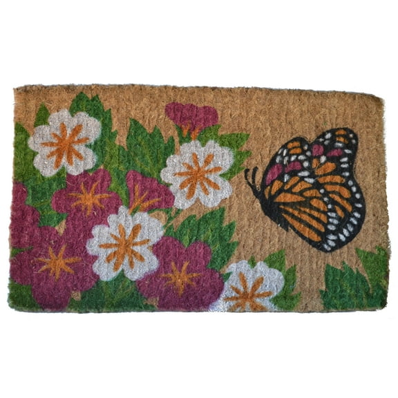 Imports Decor Printed Coir Doormat, Butterfly Garden, 18-Inch by 30-Inch