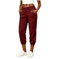 thumbnail image 3 of Womens Linen Cropped Jogger Pants Elastic Drawstring Waist Casual Summer Trousers with Pockets Lightweight Lounge Pants, 2XL, 3 of 8