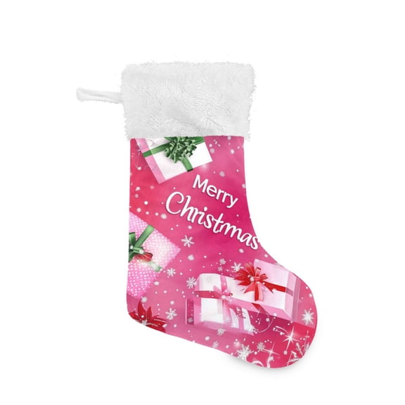 Christmas Stocking with Hanging Loop for Family Holiday Ornament Christmas Background with Gifts