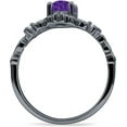 thumbnail image 6 of Art Deco Marquise Filigree Engagement Ring Amethyst Cubic Zirconia Black Tone 925 Sterling Silver, Size 6, 6 of 7