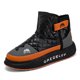 thumbnail image 3 of Zapatillas altas para hombre, botas de nieve de felpa de invierno, moda informal, de cuero con parte superior de plumón, plataforma plana aumentada, zapatos para correr, 3 of 5