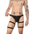 thumbnail image 3 of Tanga de tentación con cinturón y anillo de acero para hombre, ropa interior sexy de cintura baja con doble anilla hueca, 3 of 6