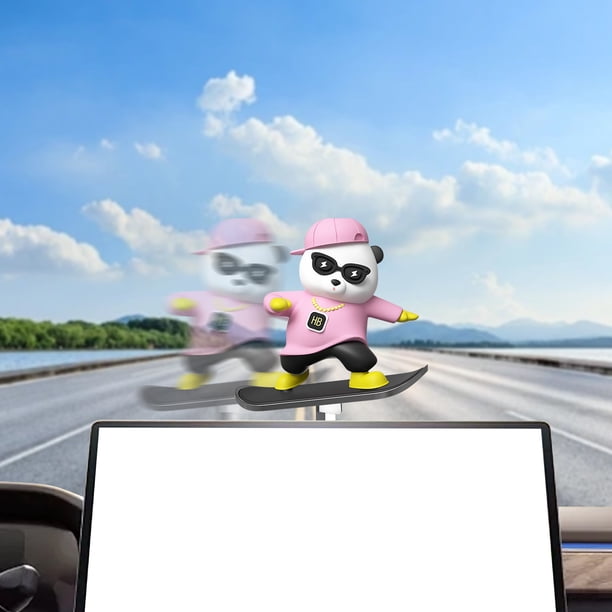 Adorno deslizante de monopatín para un oso - Decoración de salpicadero de resina que se mueve con tu coche, regalo mono y llamativo para el interior del coche